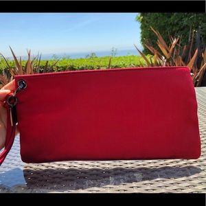 ❤️Herve Leger Scarlett Red Satin Wristlet Clutch